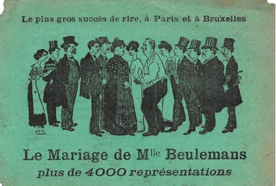 tekening over "le mariage de Mme Beulemans"